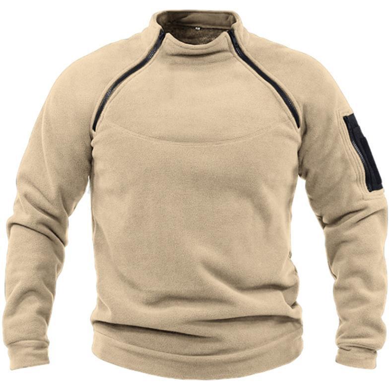 Stand Collar Men'S Sweater Loose Solid Color Outdoor Warm Breathable Tactical Men'S Top - Image 5